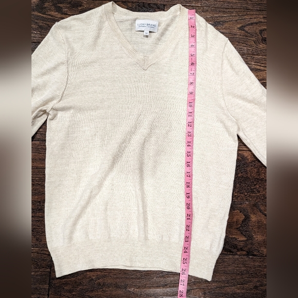 Lucky Brand V Neck Sweater Cream Color Lightweight - Picture 6 of 6